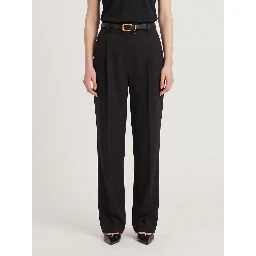 Striped satin crepe trousers