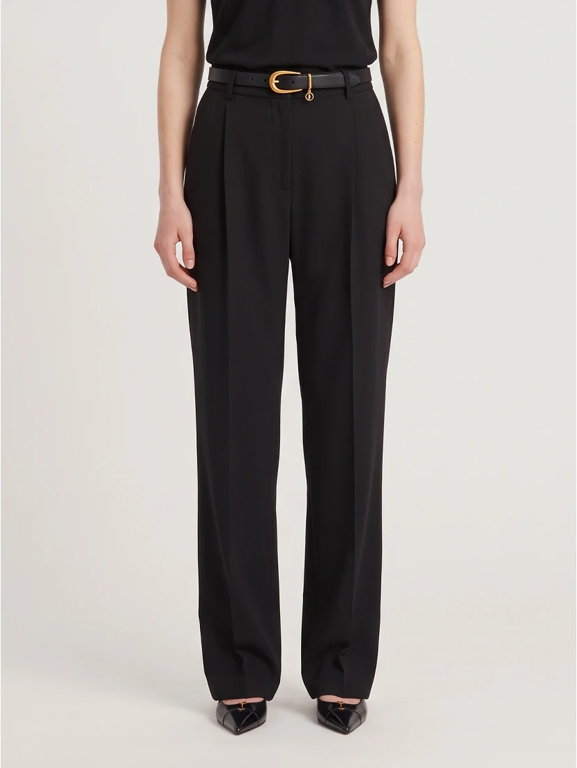 Striped satin crepe trousers
