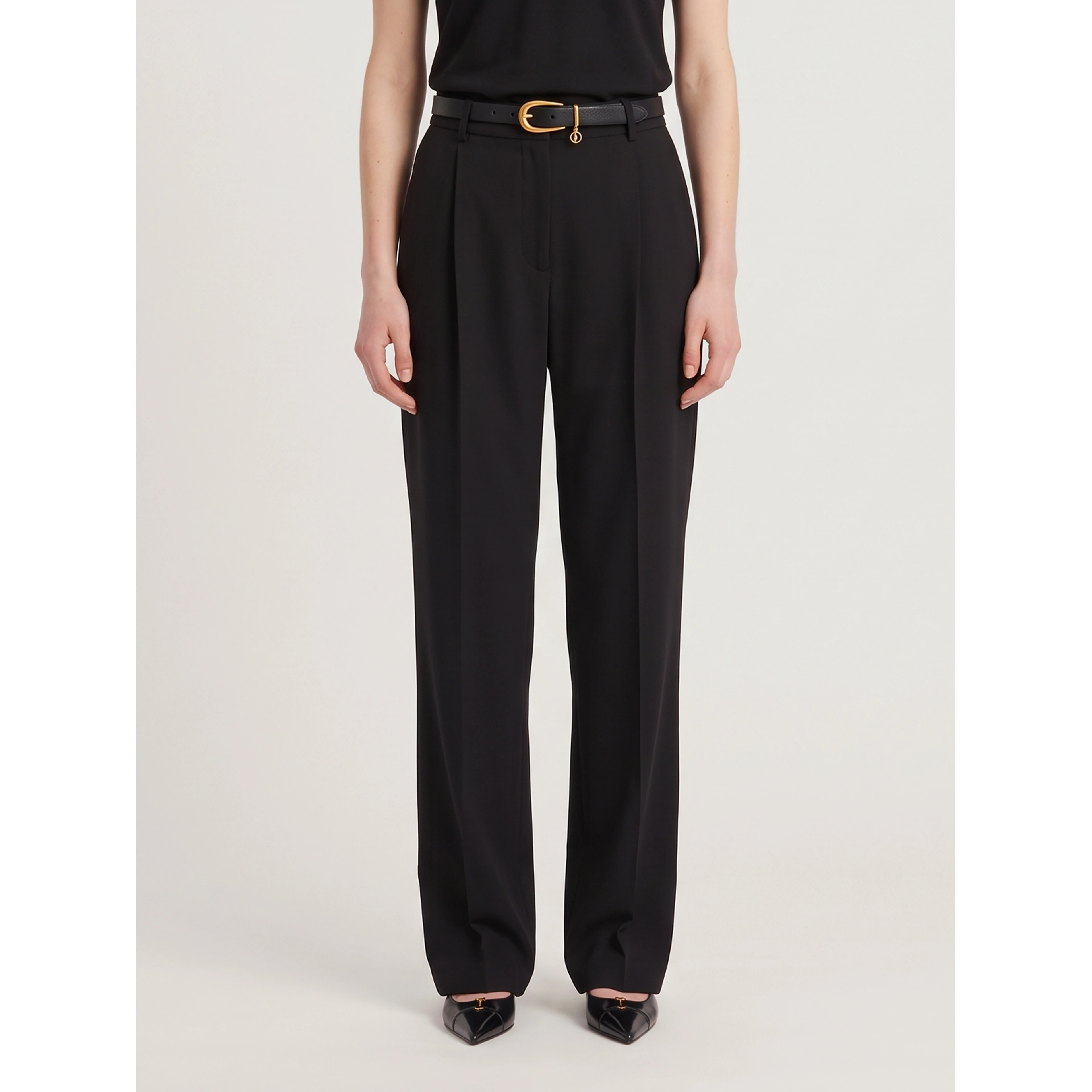 Striped satin crepe trousers