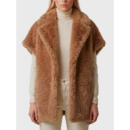 Long-hair fur-effect sleeveless vest