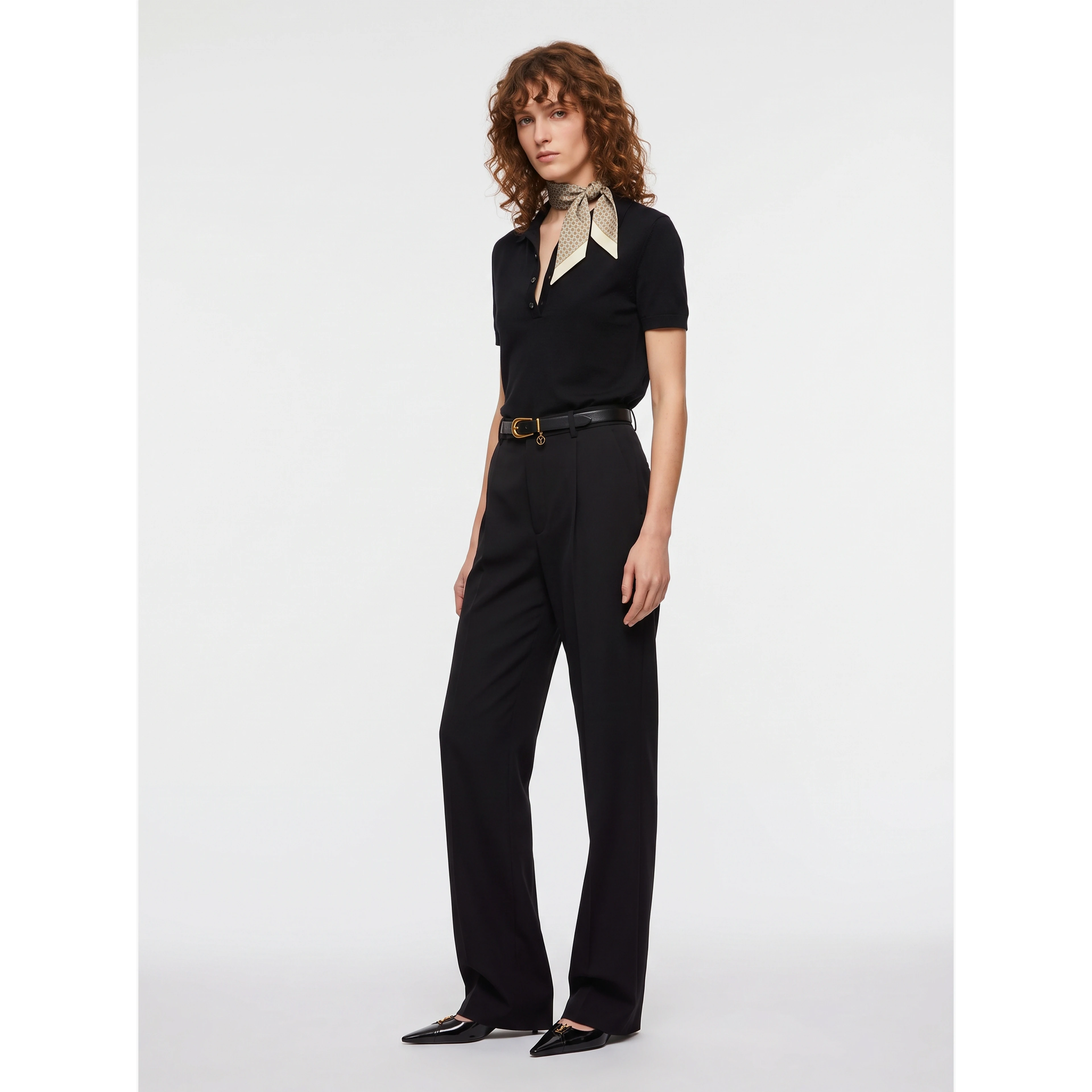 Striped satin crepe trousers