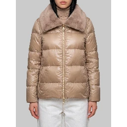 Ultralight nylon and fur collar jacket