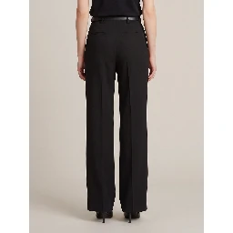 Striped satin crepe trousers