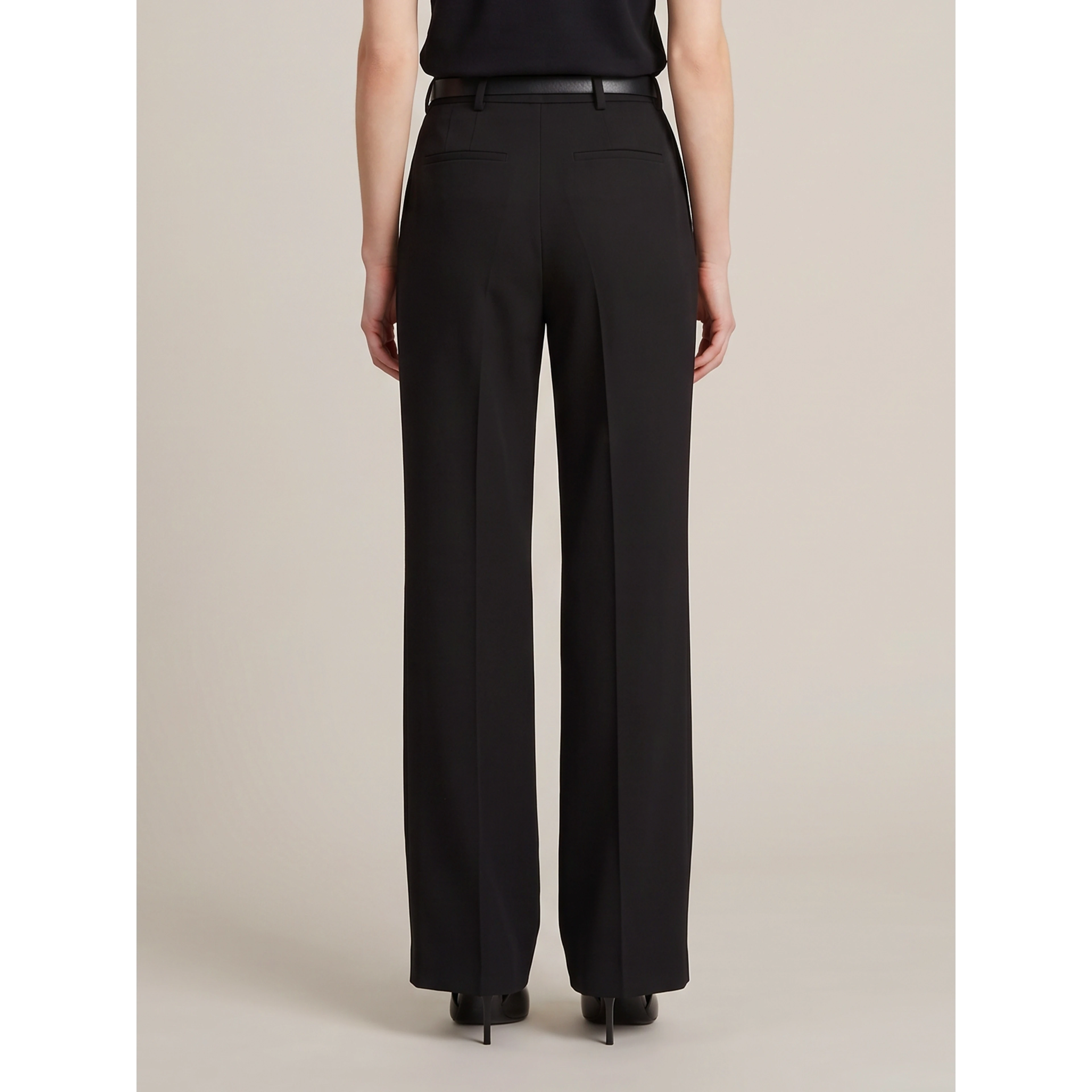 Striped satin crepe trousers