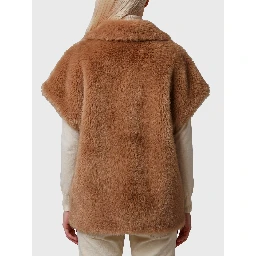 Long-hair fur-effect sleeveless vest