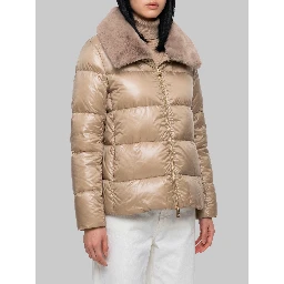 Ultralight nylon and fur collar jacket