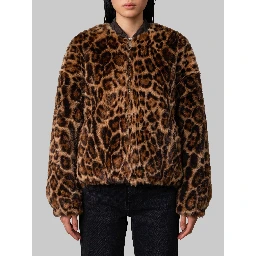 Reversible animal print bomber