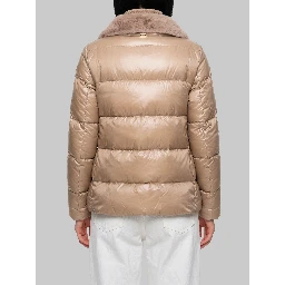 Ultralight nylon and fur collar jacket