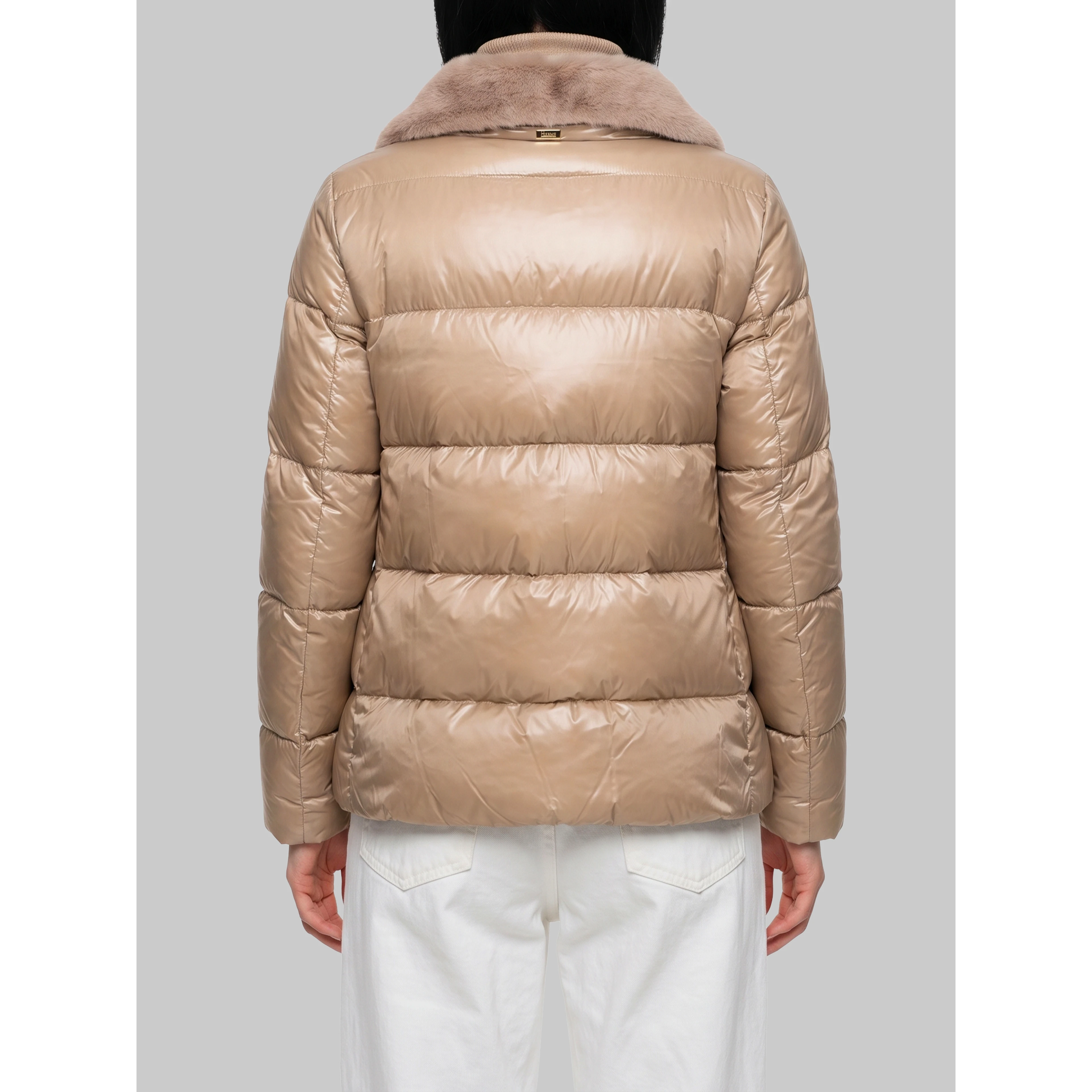 Ultralight nylon and fur collar jacket