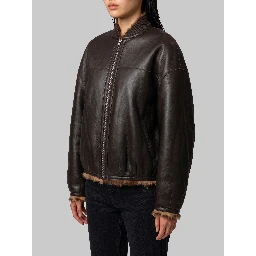 Reversible animal print bomber