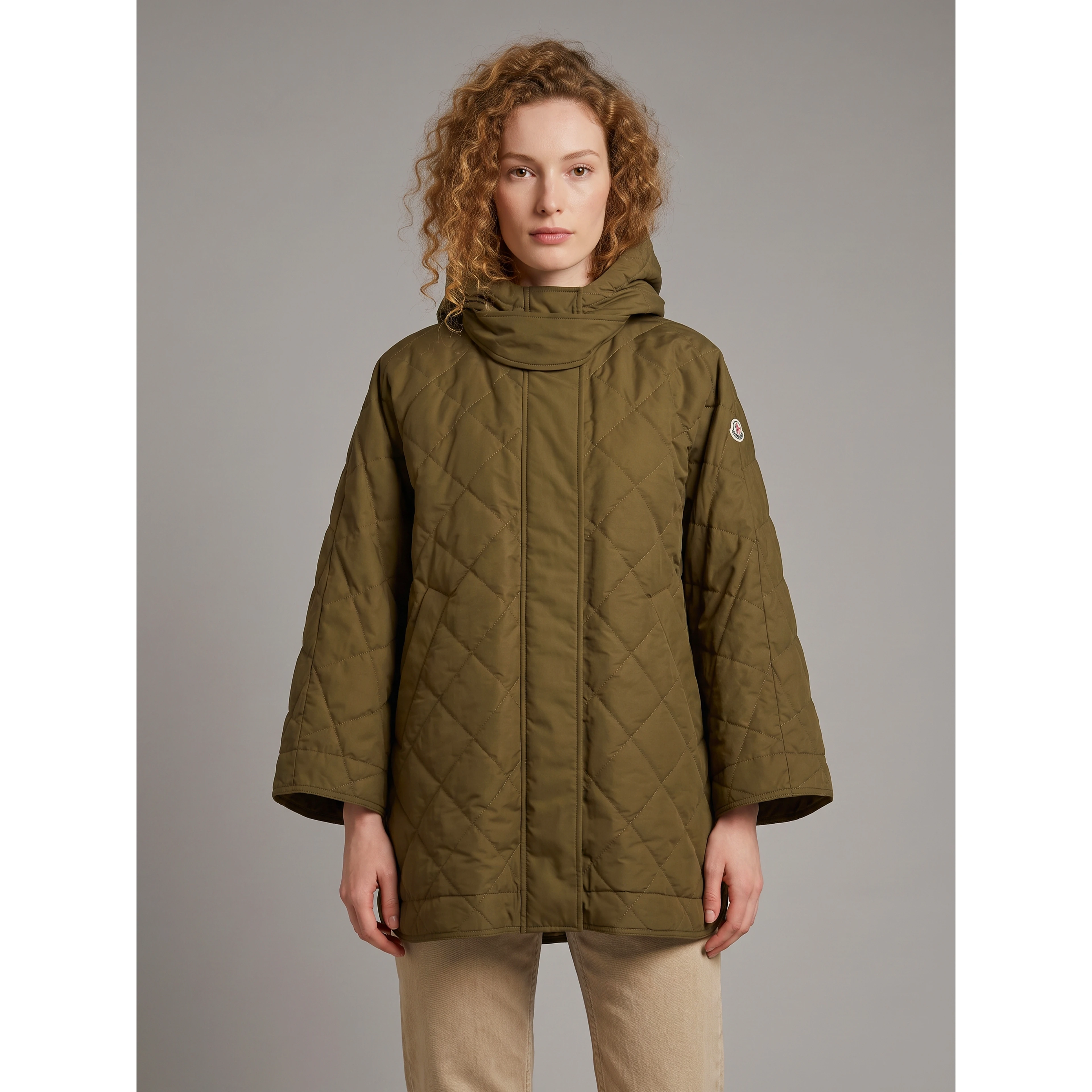Diamond-quilted cape