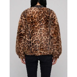 Reversible animal print bomber