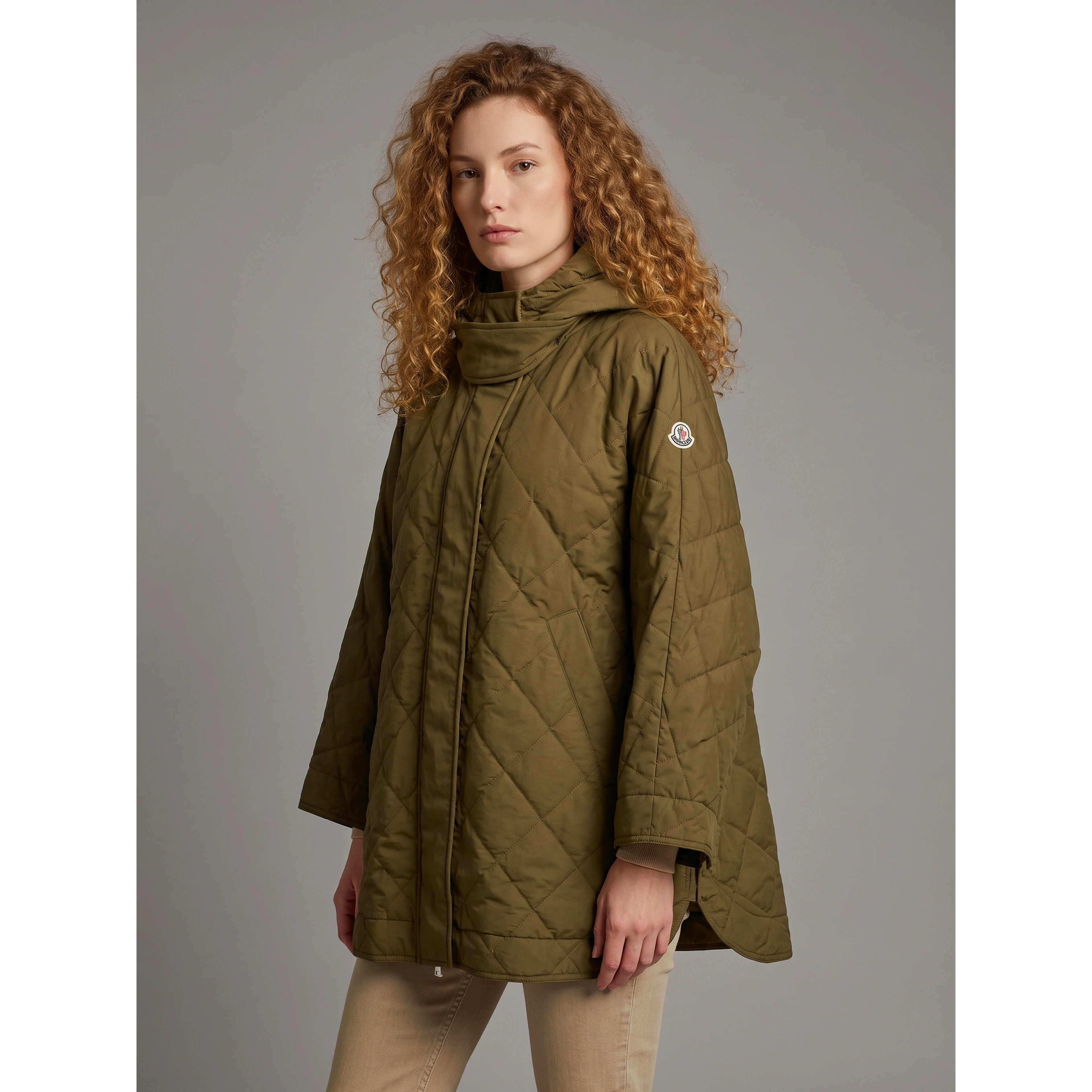 Diamond-quilted cape