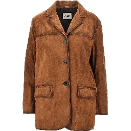 Suede leather single-breasted jacket