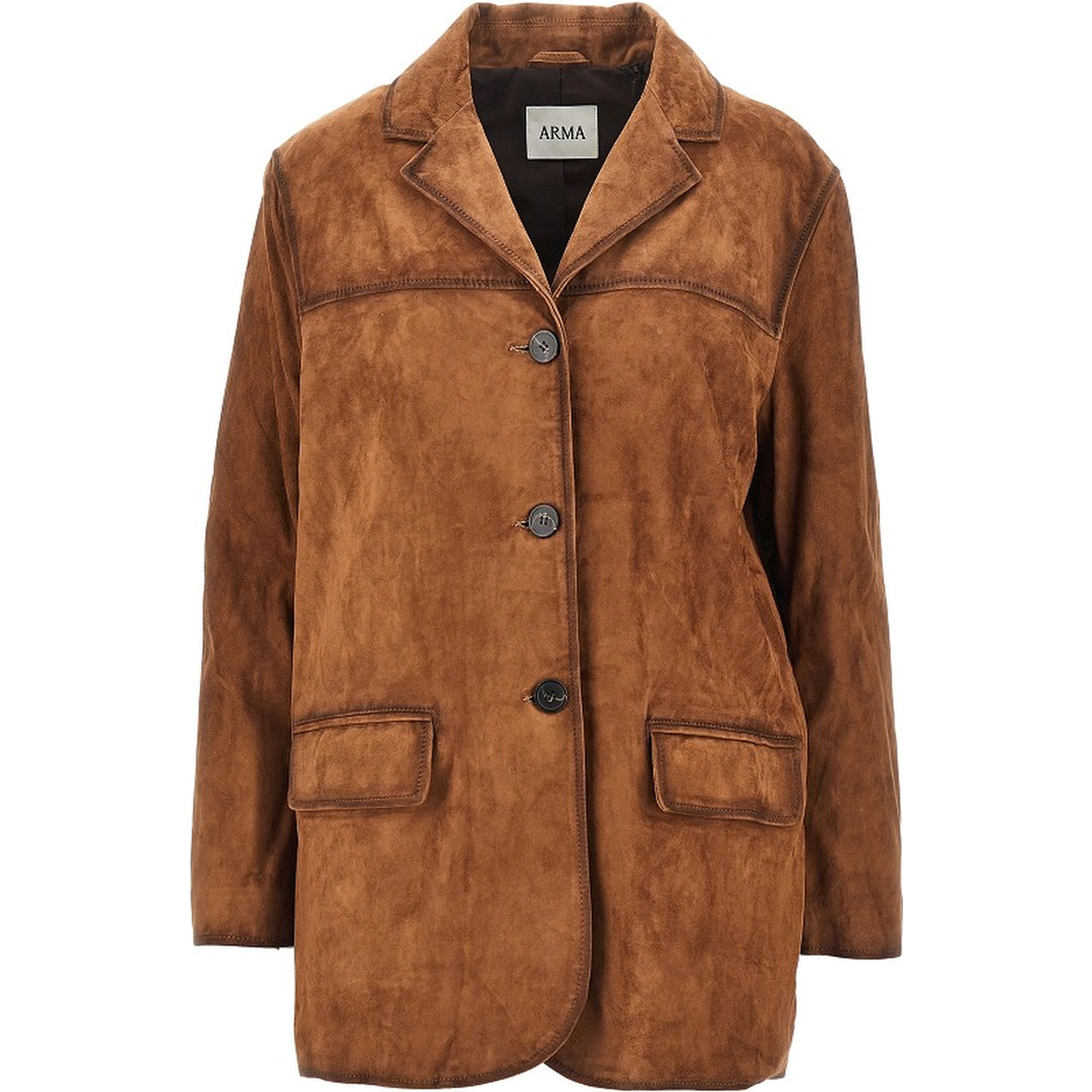 Suede leather single-breasted jacket