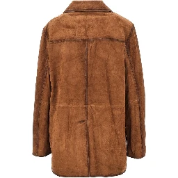 Suede leather single-breasted jacket