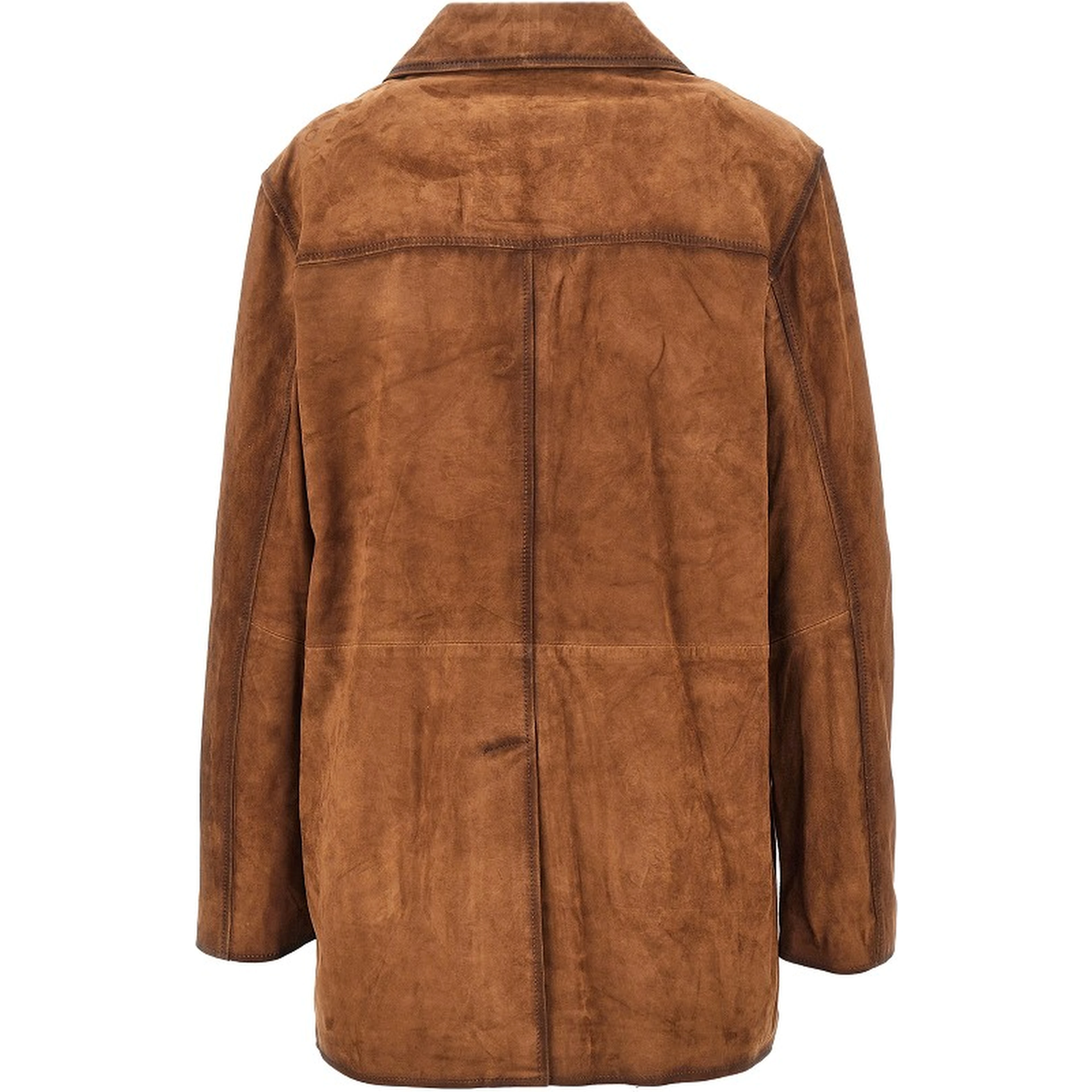 Suede leather single-breasted jacket