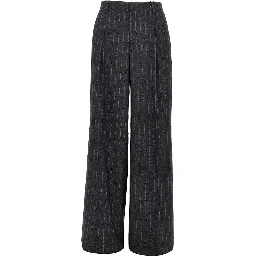 Pinstriped wool blend pants with dart