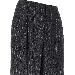 Pinstriped wool blend pants with dart