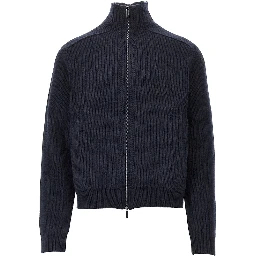 Wool cardigan with zip closure