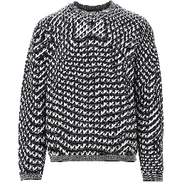 Jacquard wool crewneck sweater