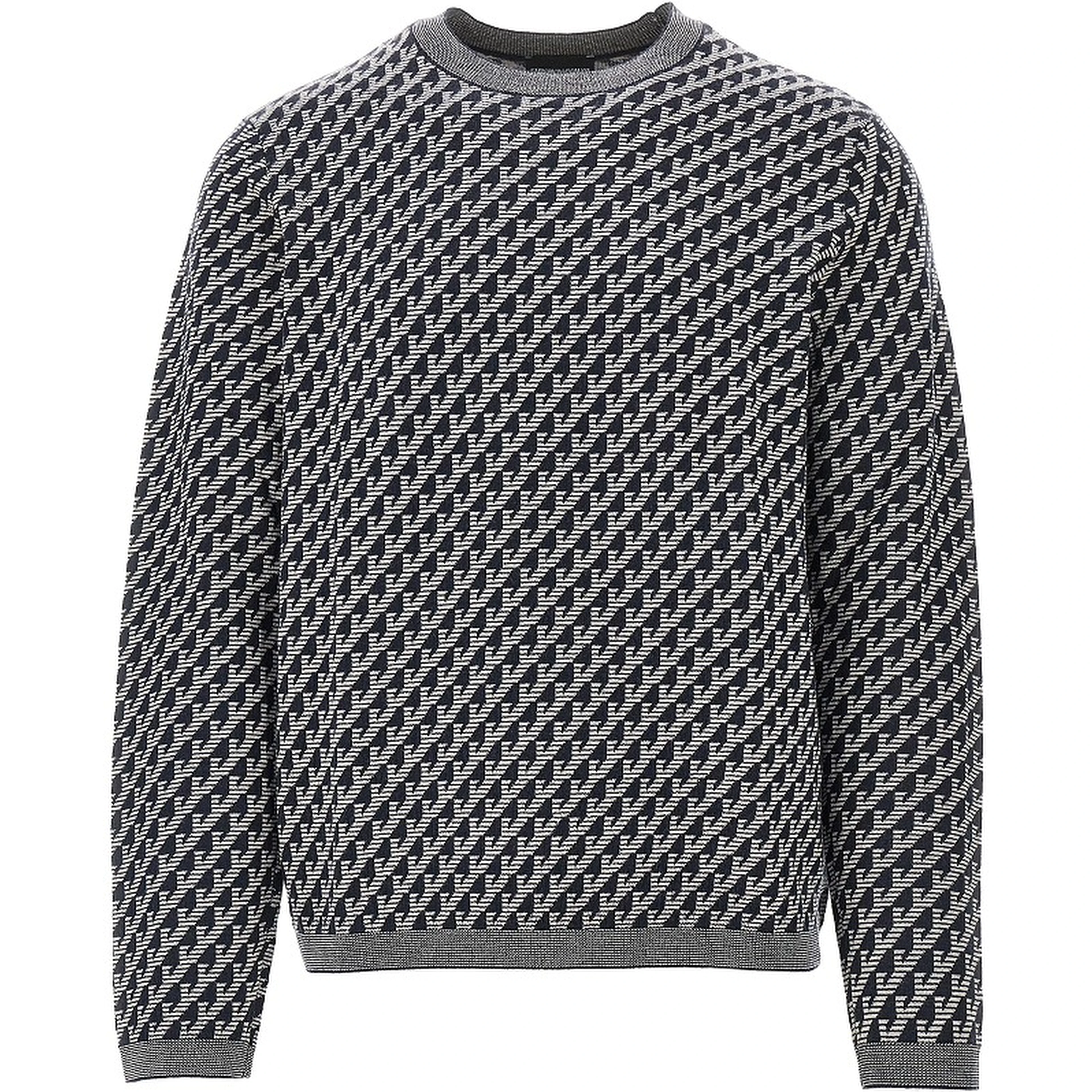 Jacquard wool crewneck sweater