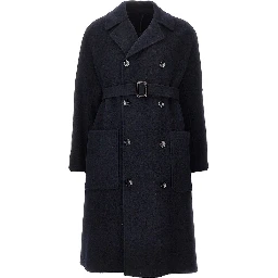 Wool double-breasted coat with belt