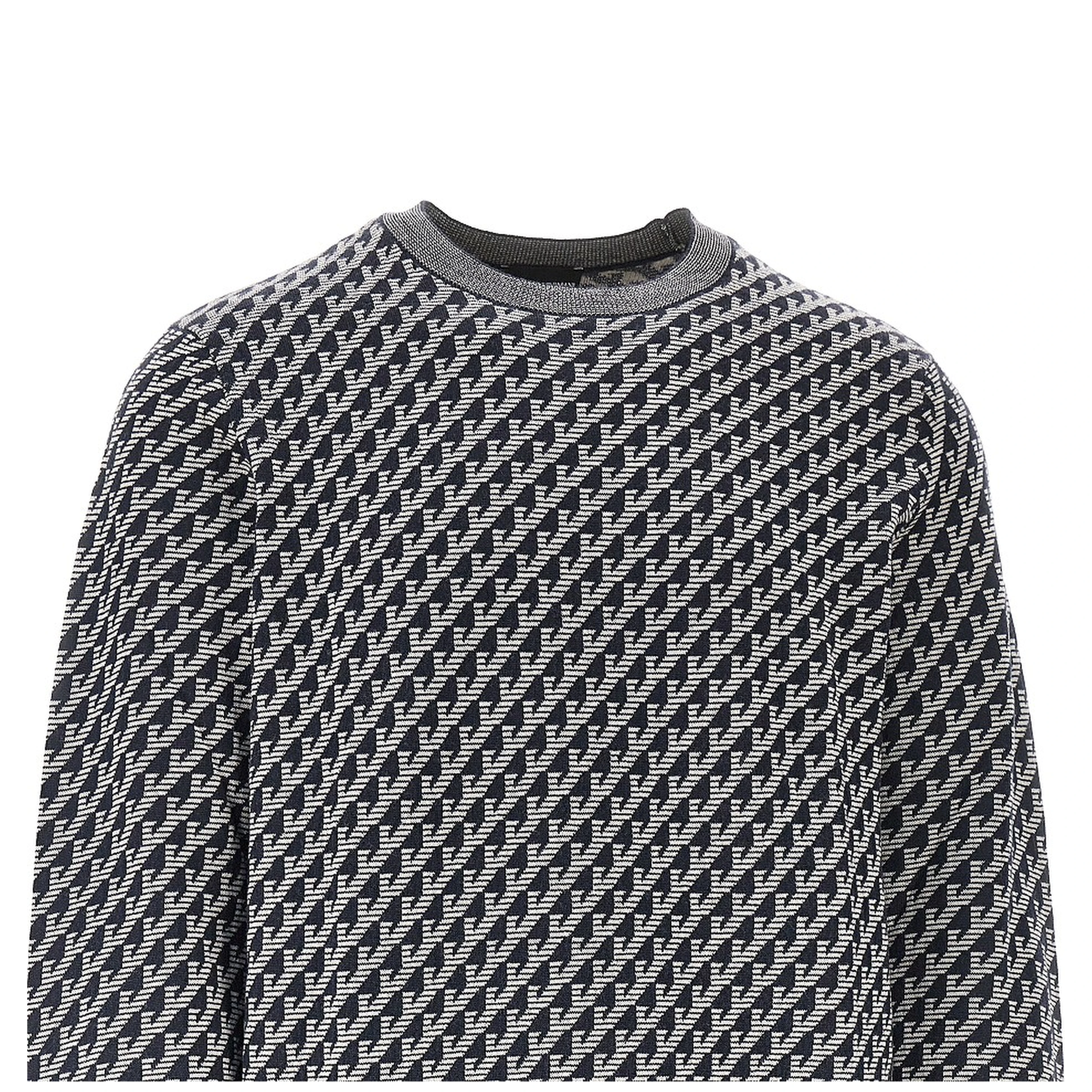 Jacquard wool crewneck sweater