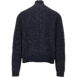 Wool cardigan with zip closure