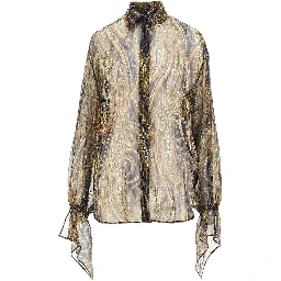 Lurex pinstriped Paisley silk shirt
