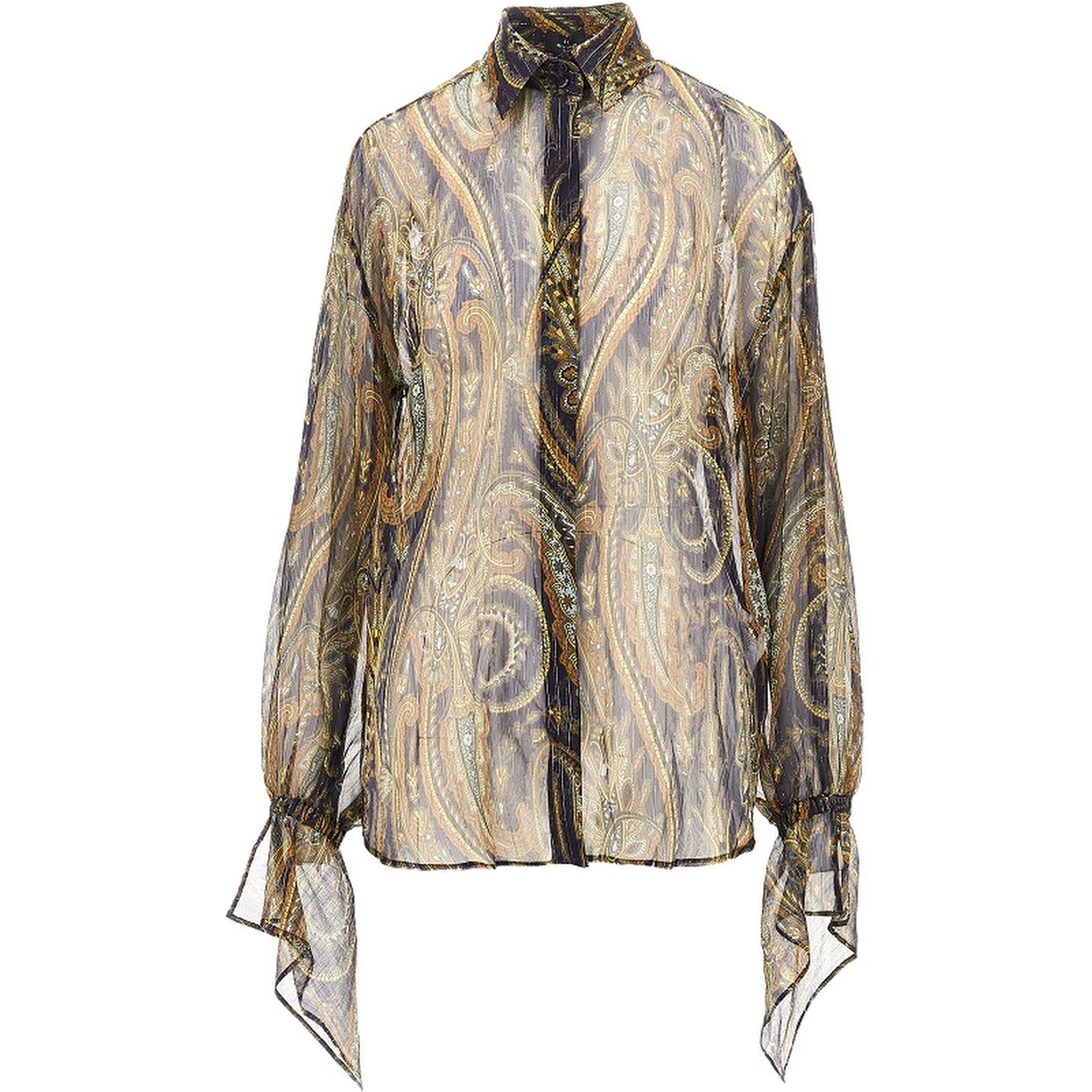 Lurex pinstriped Paisley silk shirt