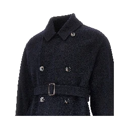 Wool double-breasted coat with belt