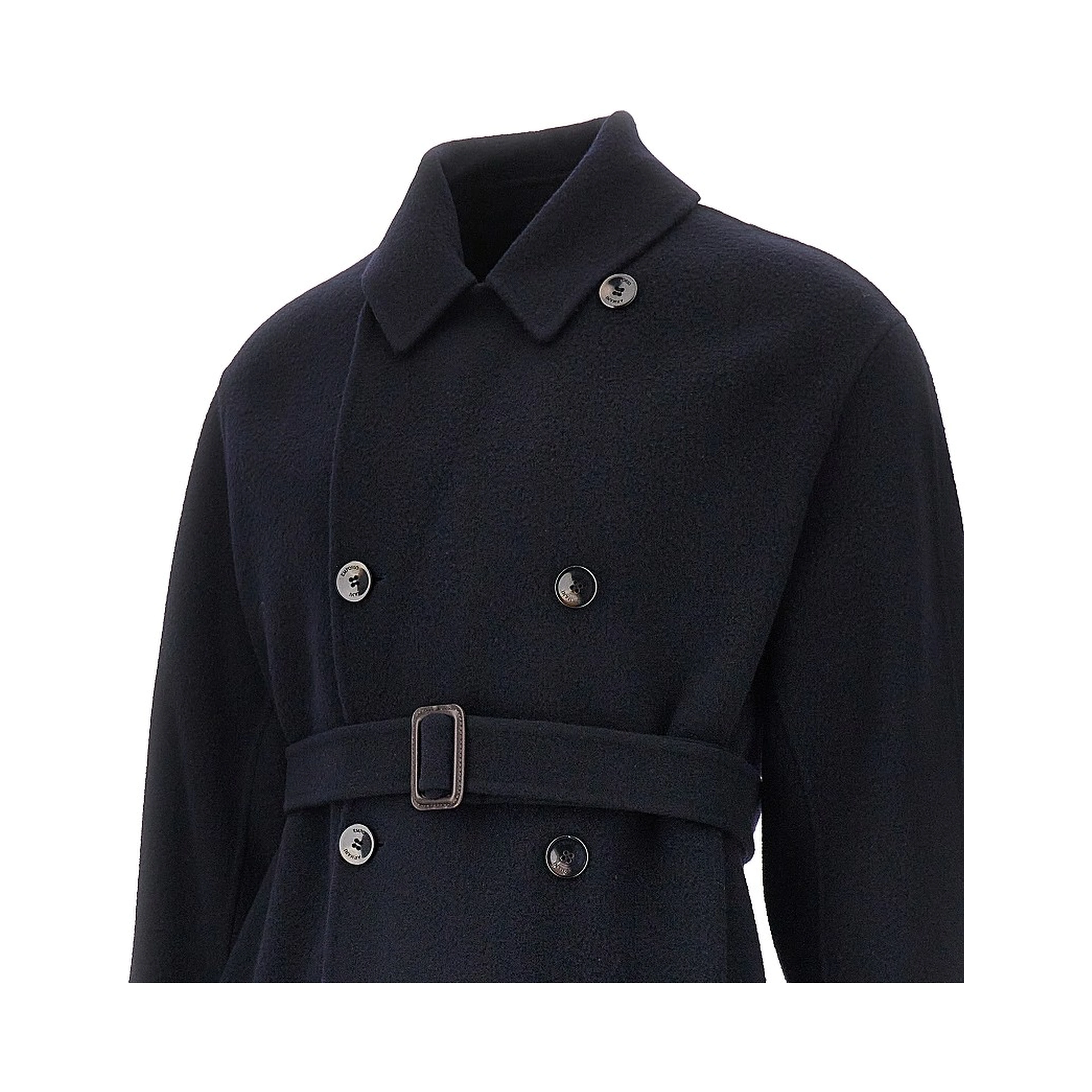 Wool double-breasted coat with belt