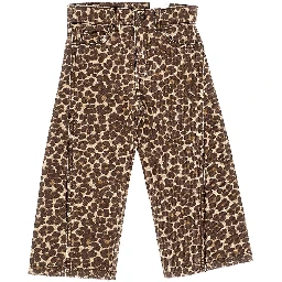 Leopard-print twill pants