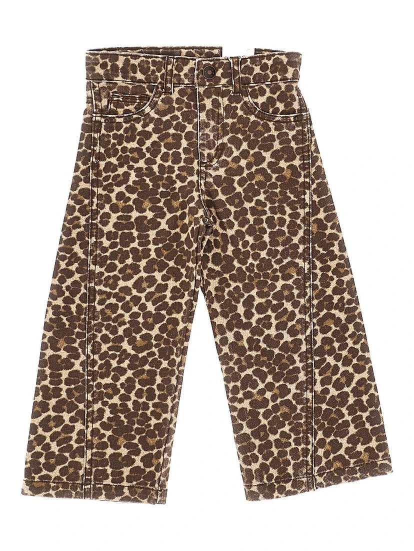 Leopard-print twill pants