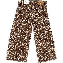 Leopard-print twill pants