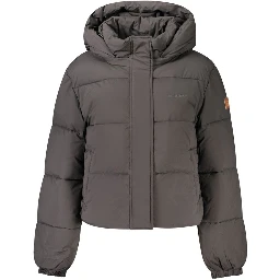 Black Polyester Full-Length Jacket