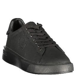Black Polyester Athletic Sneakers