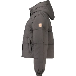 Black Polyester Full-Length Jacket