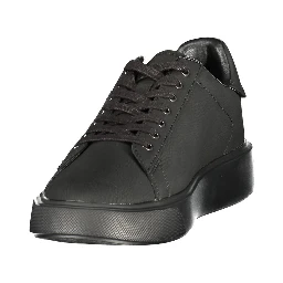 Black Polyester Athletic Sneakers