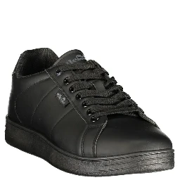 Black Polyester Athletic Sneakers
