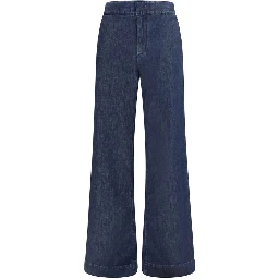 Blue Cotton Flared Jeans