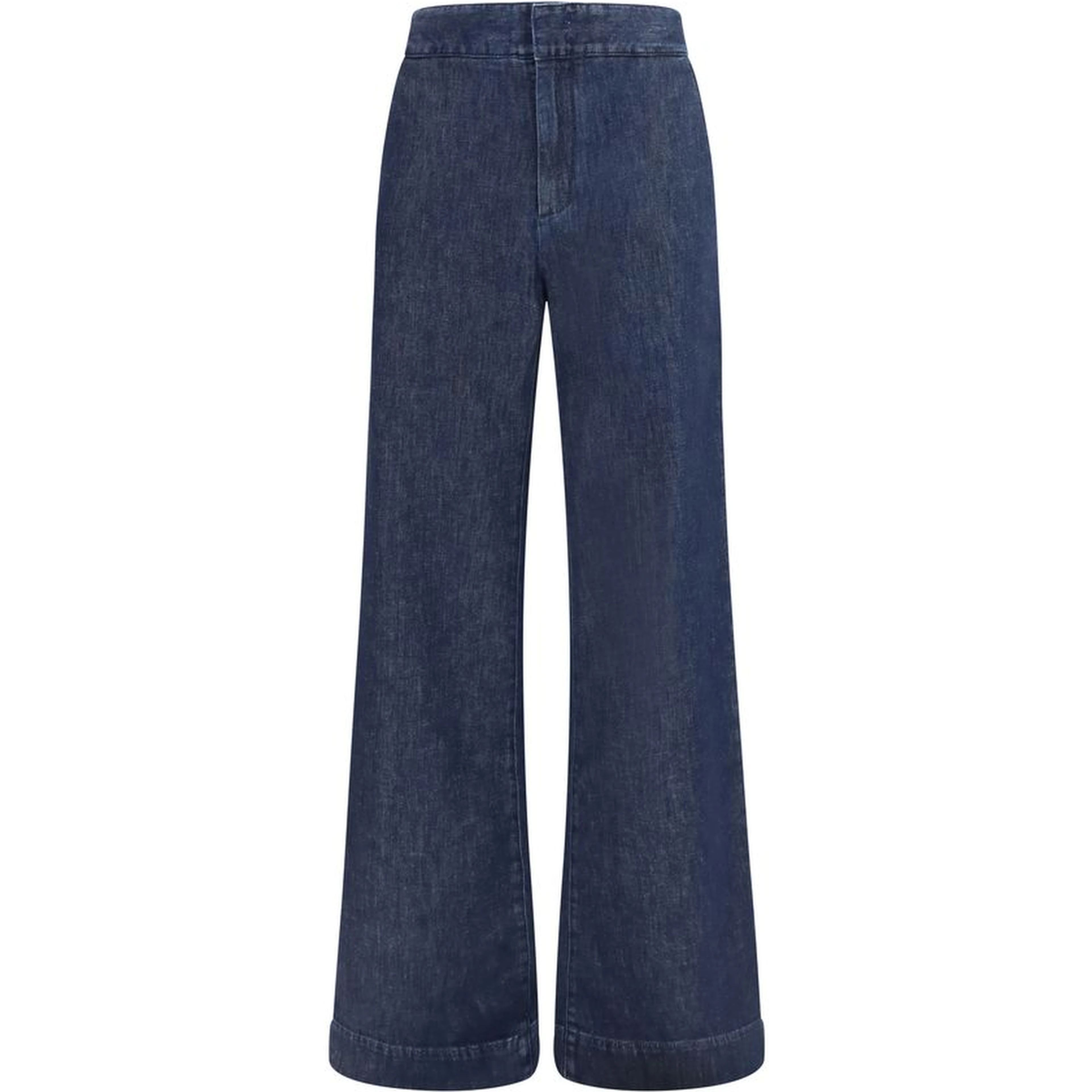 Blue Cotton Flared Jeans