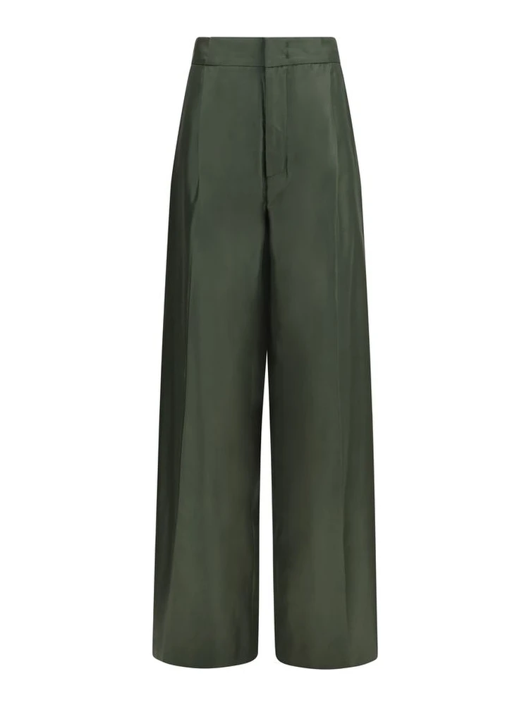 Bicolor Silk Casual Pants