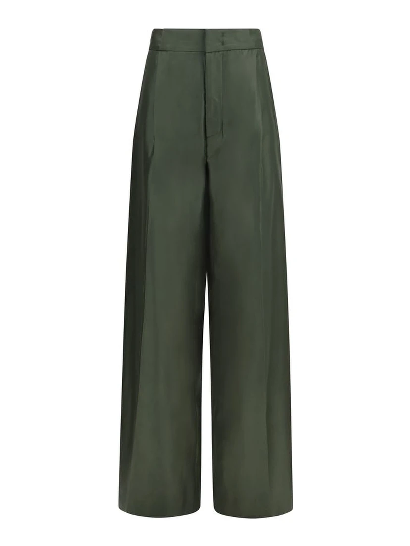 Bicolor Silk Casual Pants