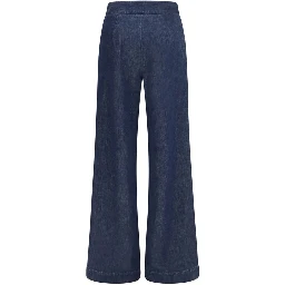 Blue Cotton Flared Jeans