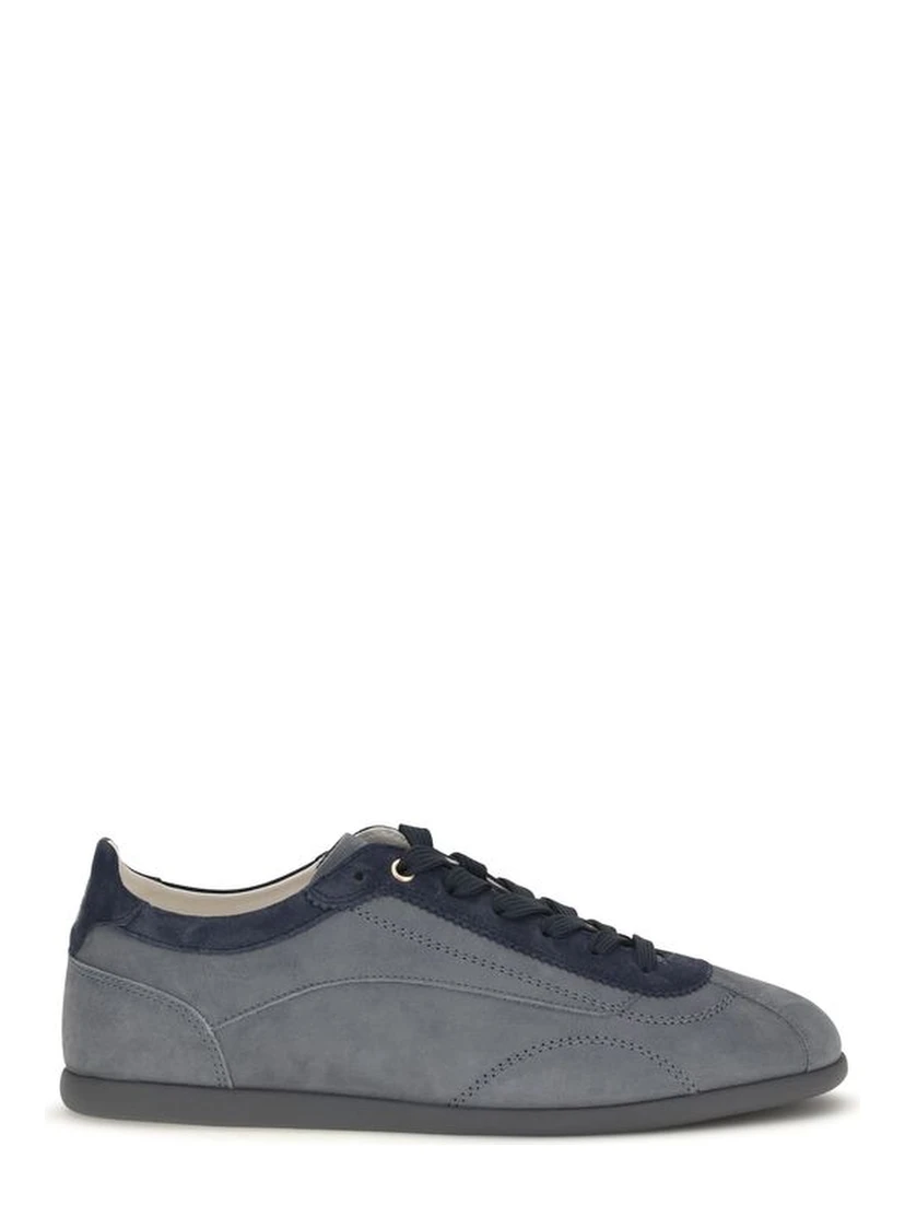 Gray Calf Leather Bos Taurus Low Top Sneakers