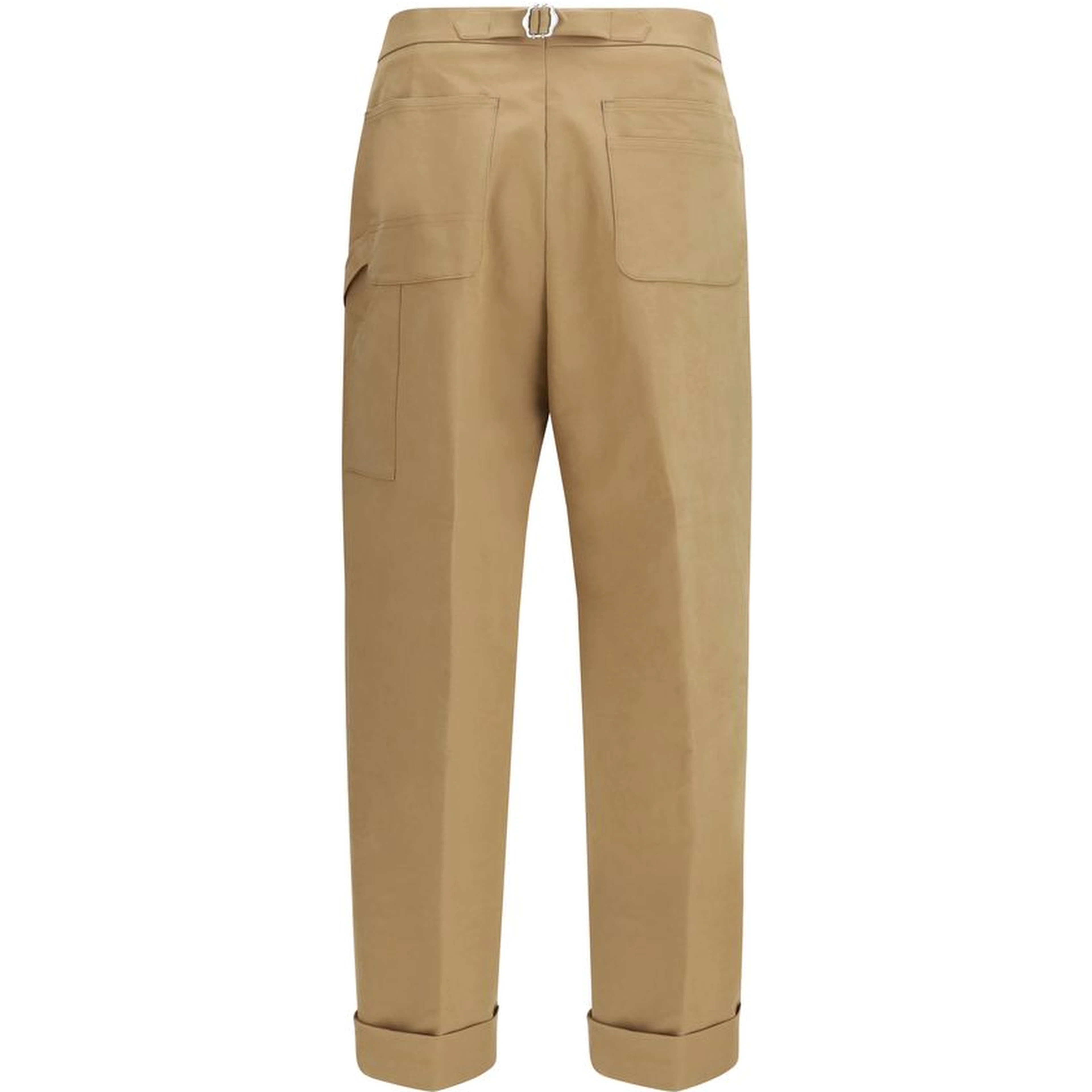 Beige Cotton Casual Pants