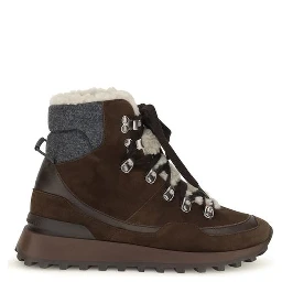 Brown Suede Leather Lace-Up Boots