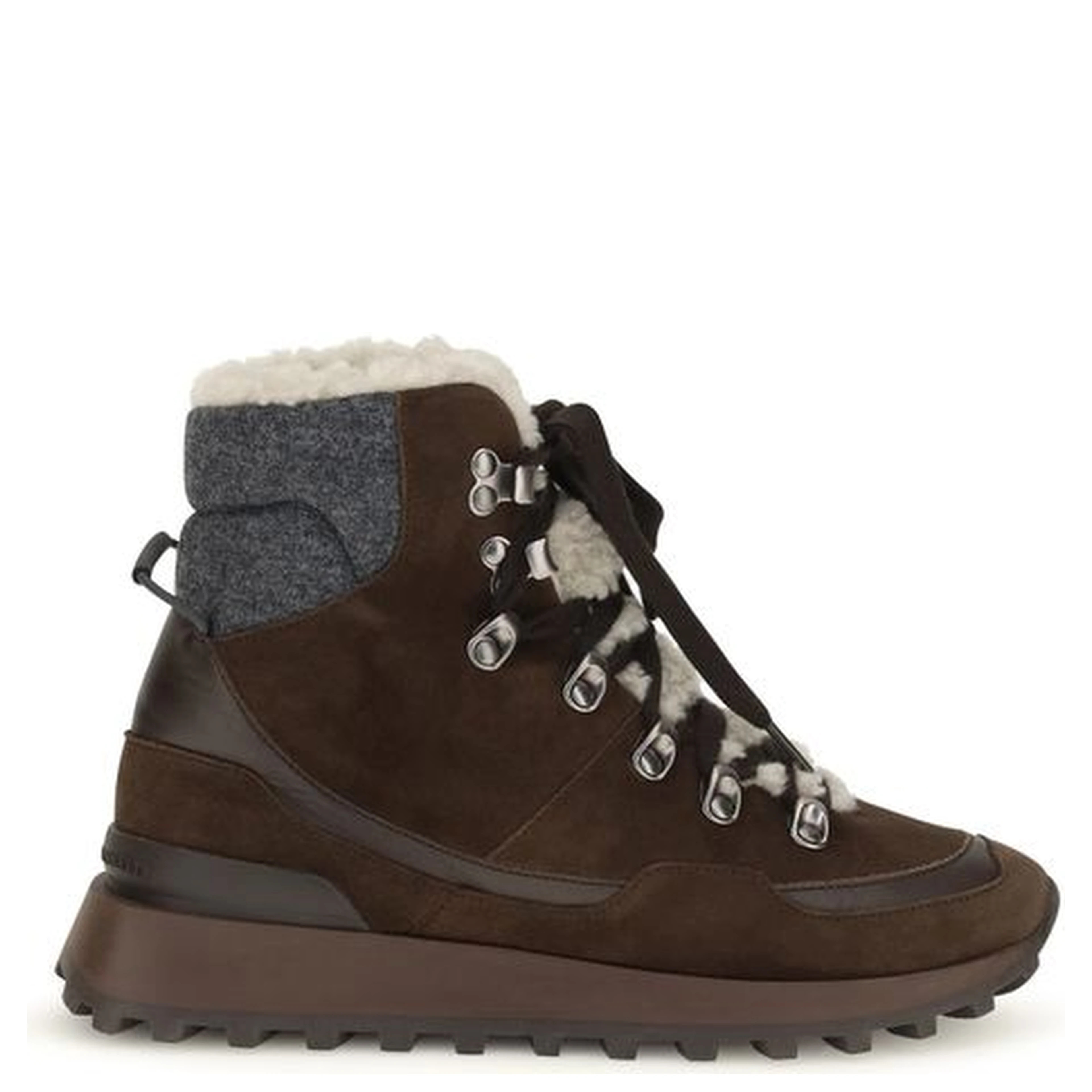 Brown Suede Leather Lace-Up Boots
